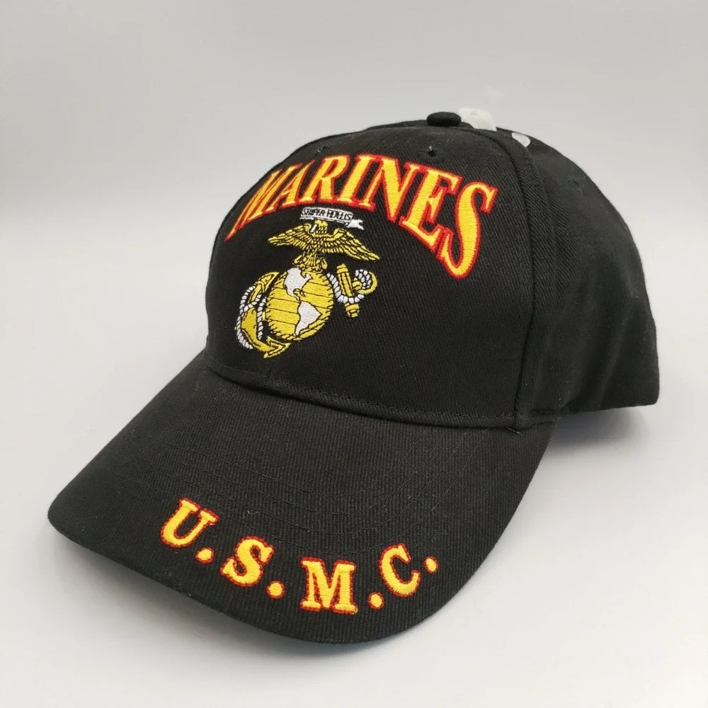 VTG Border Patrol Spell Out‎ Black White Two-Tone Embroidery Baseball Hat Cap